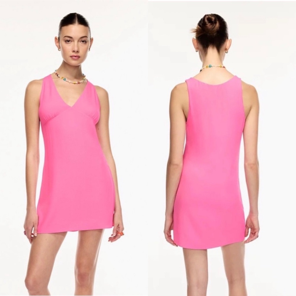 Aritzia Sun-deh bright pink v-neck slip mini dress, size S